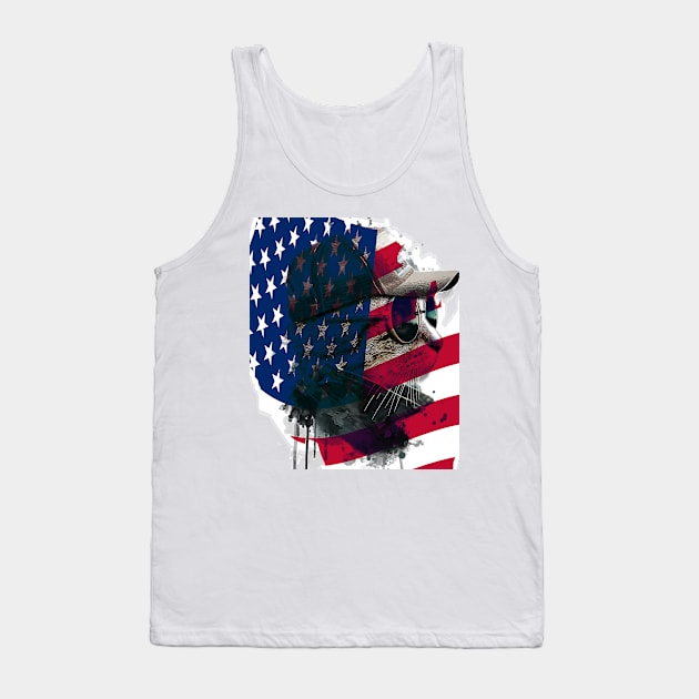 Funny cat and american flag Tank Top by NATSY_CAT